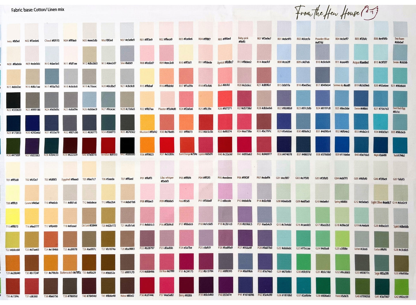 Printed colour swatches