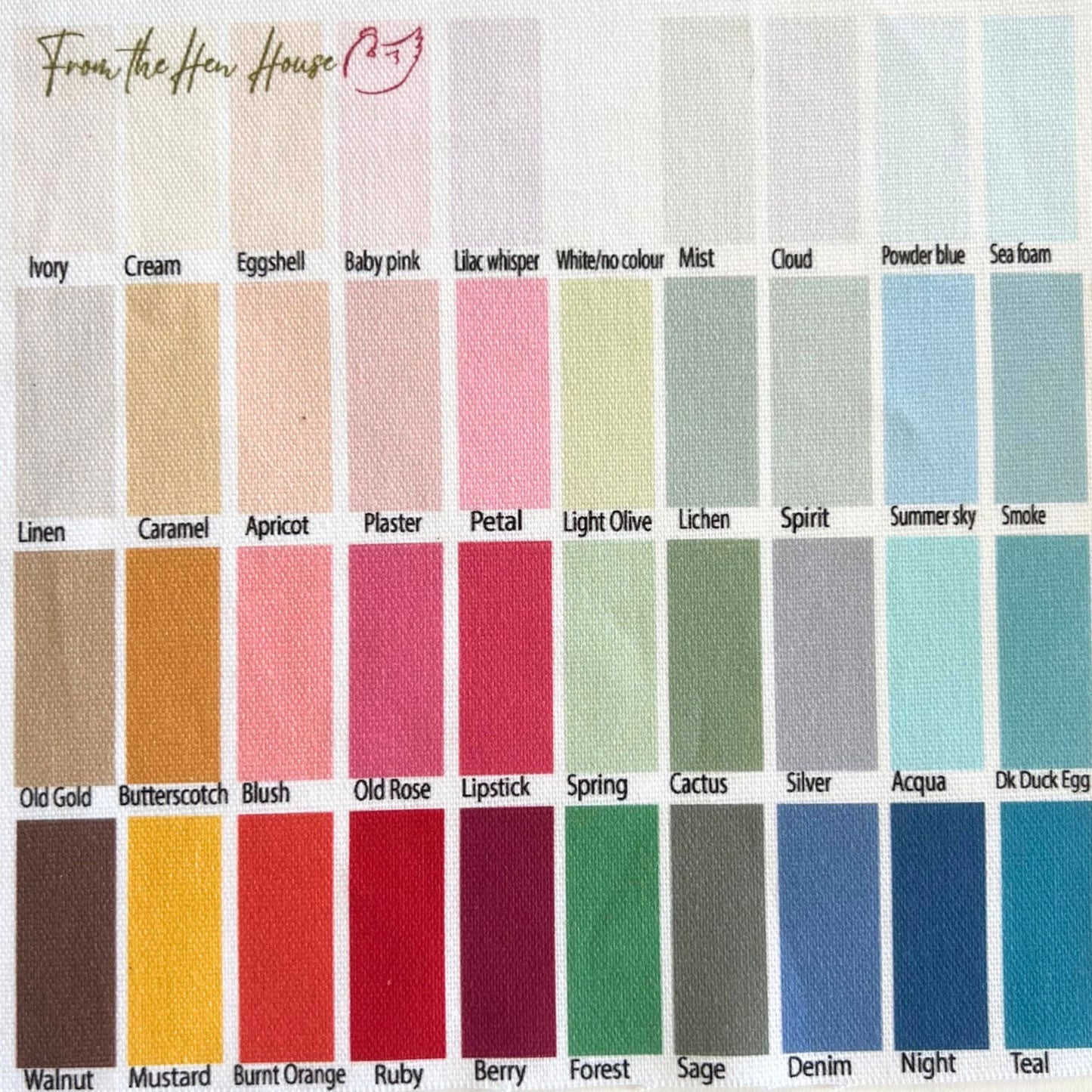 Printed colour swatches