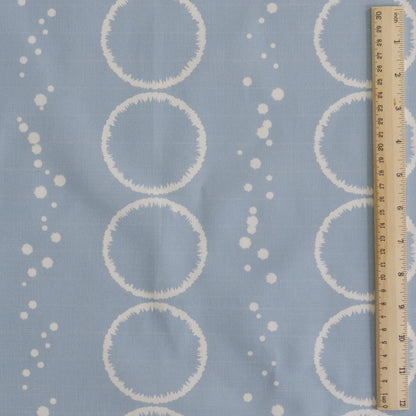 Splash Design in light blue grey printed onto white cotton linen for cushions curtains light upholstery and blinds shown in 30cm square