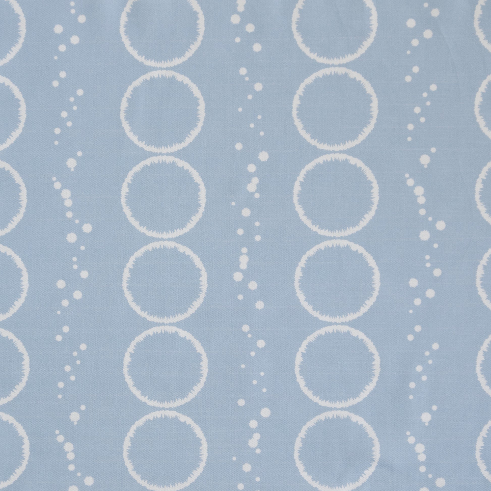 Splash Design in light blue grey printed onto white cotton linen for cushions curtains light upholstery and blinds