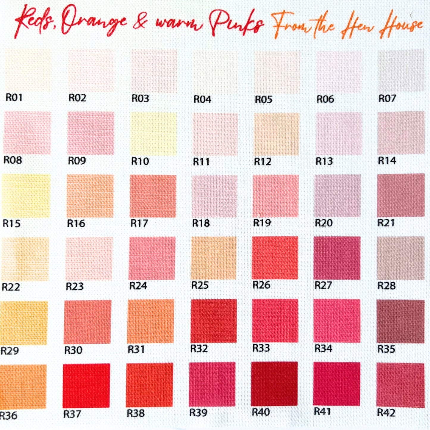 Reds orange and pinks custom colour palette