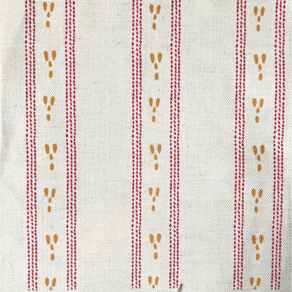 A dashed stripe design printed onto a natural colour fabric base for use in interiors projects