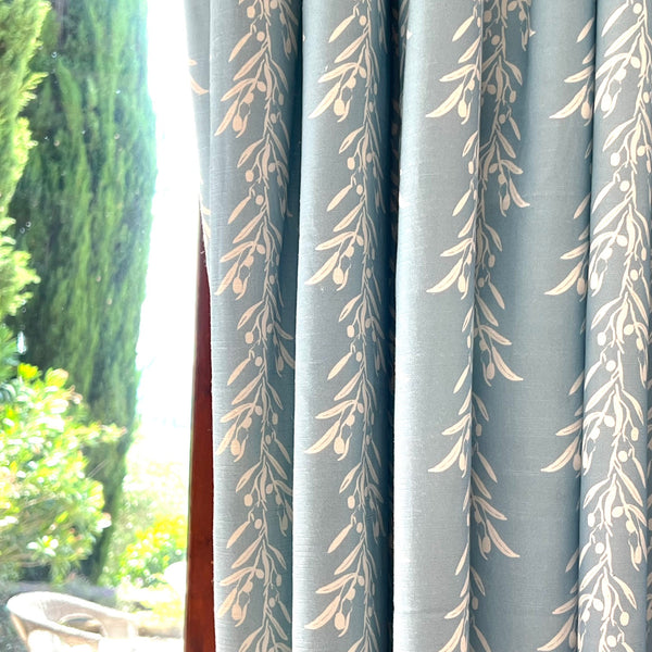 curtains with trailing olive bespoke fabric