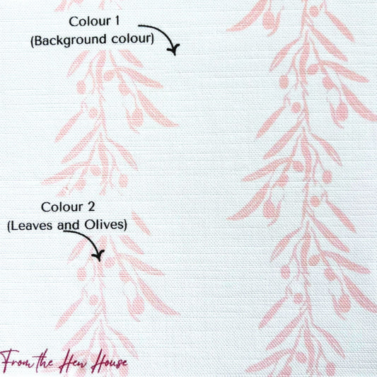 details for bespoke fabric sample of trailing olives design
